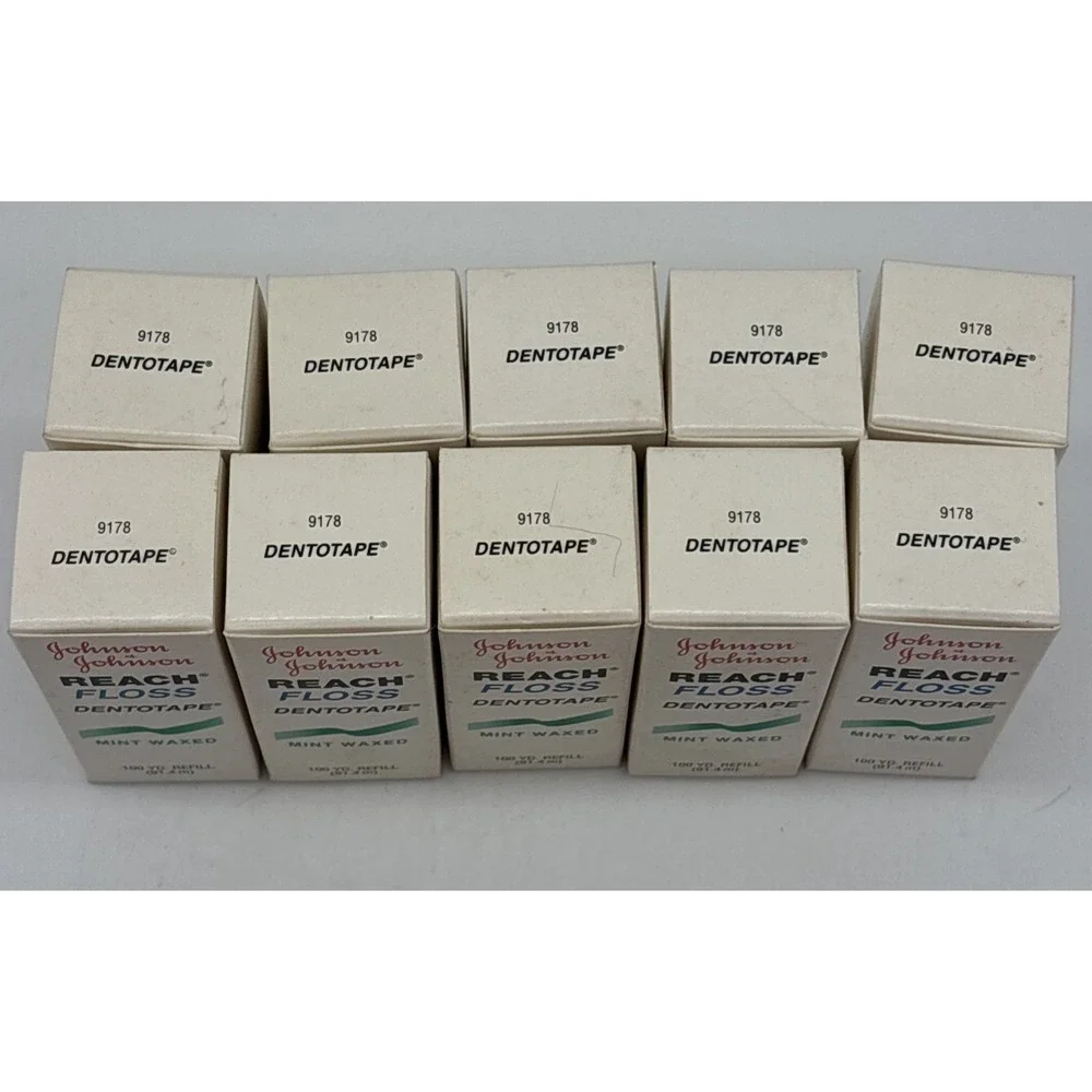 VTG  Johnson & Johnson MINT Waxed Dental Floss REFILL Spools 100yd x 10 Packs